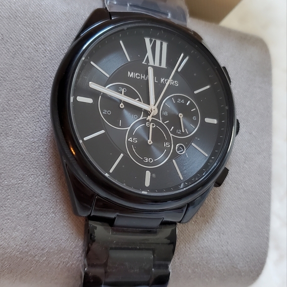 NWT Michael Kors Men's Watch Quartz Chronograph Black Dial Stainless Steel - Picture 7 of 7